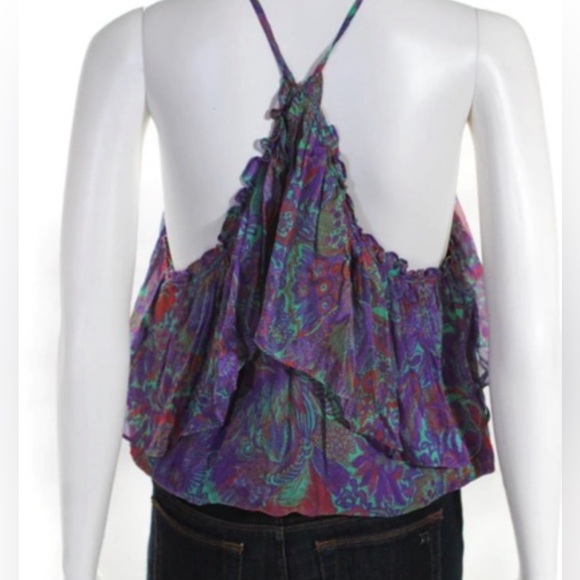 Ramy Brook Womens Floral Print Julieta Blouse in Boysenberry - Picture 2 of 4